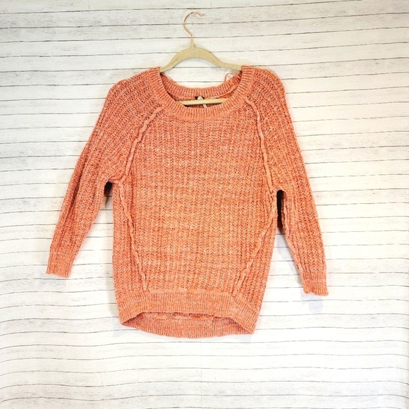 Free People Bright Orange Chunky Knit Sweater, size Small - Picture 1 of 6